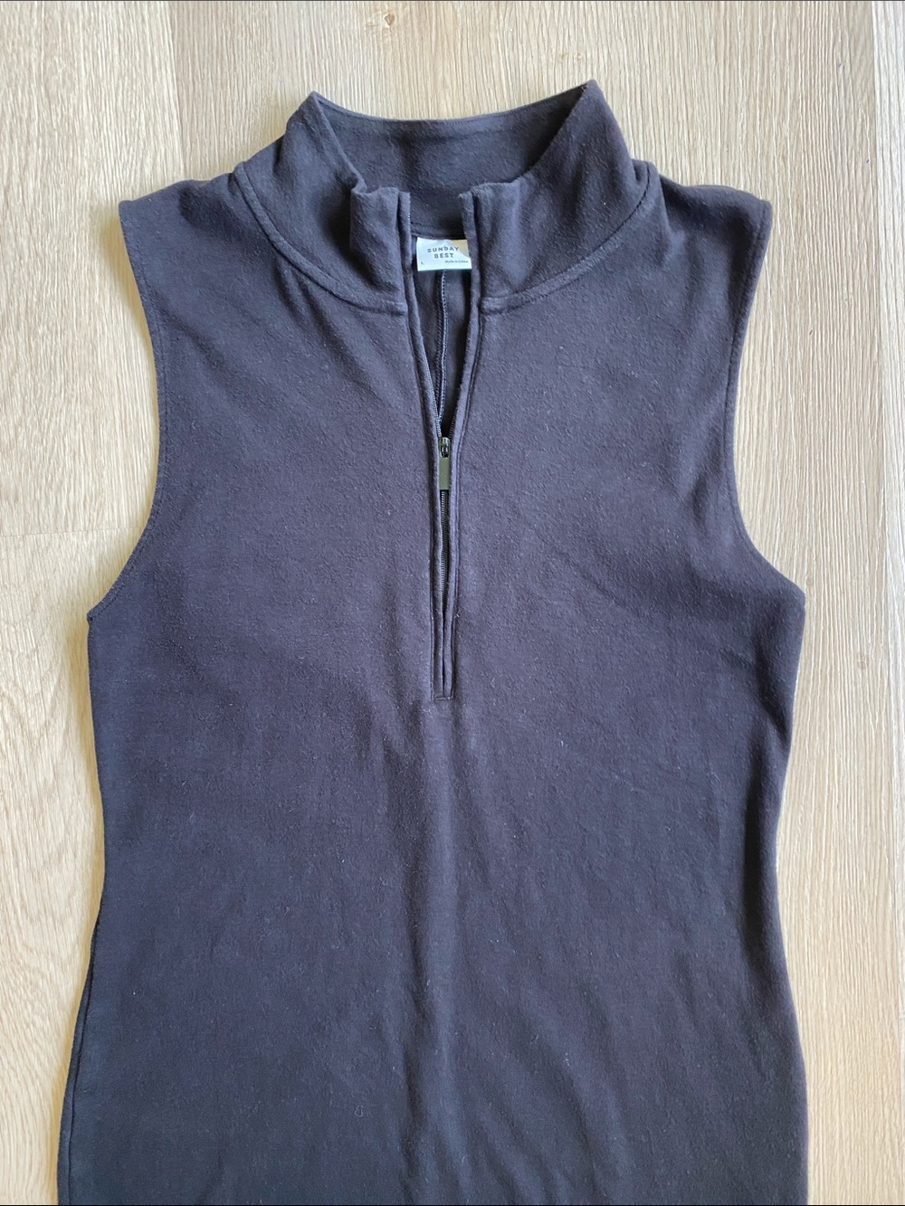 Sunday Best Aritzia Black Half Zip Mock Neck Mini Dress Size Large - Picture 3 of 9